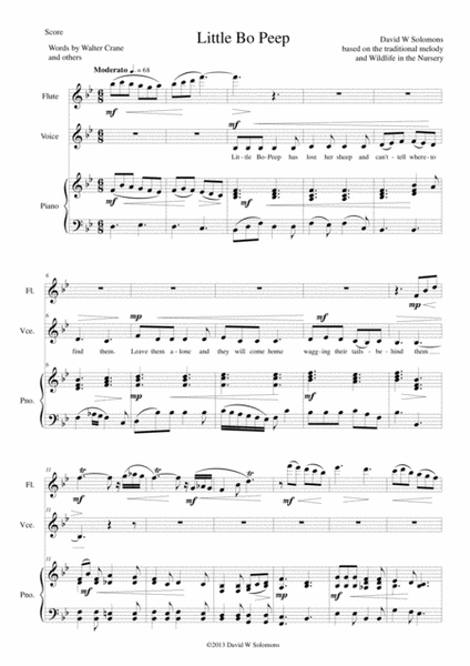 Little Bo Peep for flute, alto voice and piano image number null