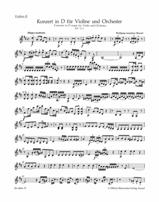 Concerto for Violin and Orchestra, No. 2 D major, KV 211