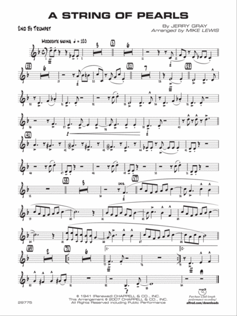 String of Pearls: 2nd B-flat Trumpet Jazz Ensemble scores gallery preview page 1