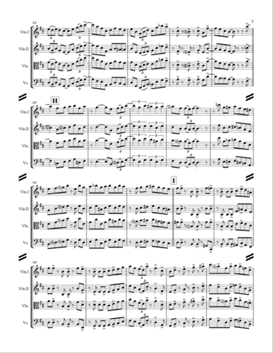 Lullaby Of Birdland String Quartet scores gallery preview page 6