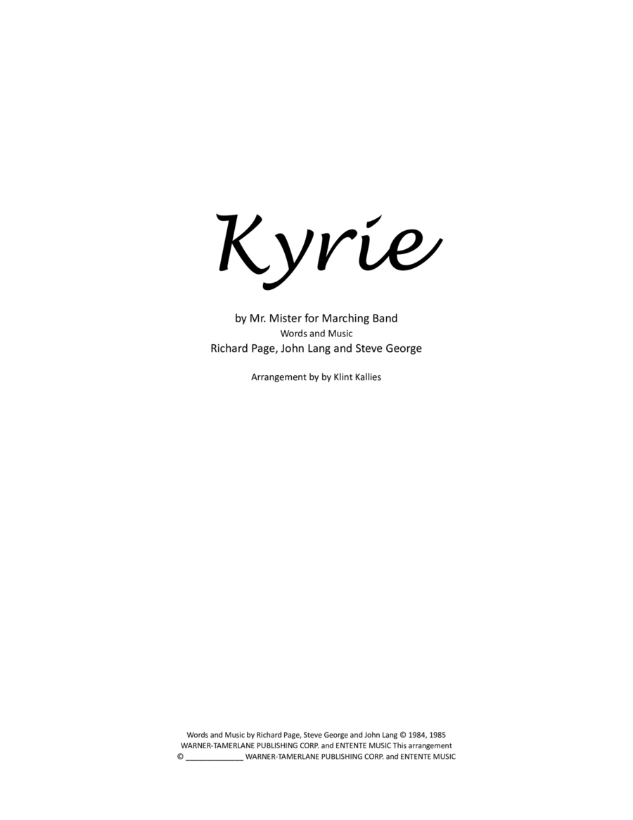 Kyrie (kyrie Eleison) Marching Band scores gallery preview page 1