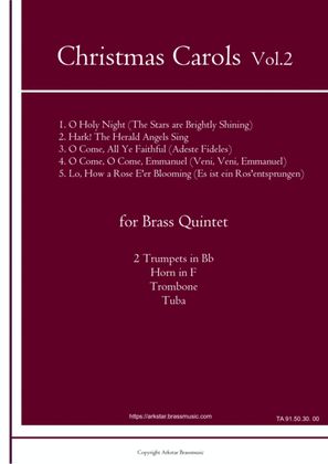 Book cover for Christmas Carols for Brass Quintet Vol.2 (5 Christmas Carols)