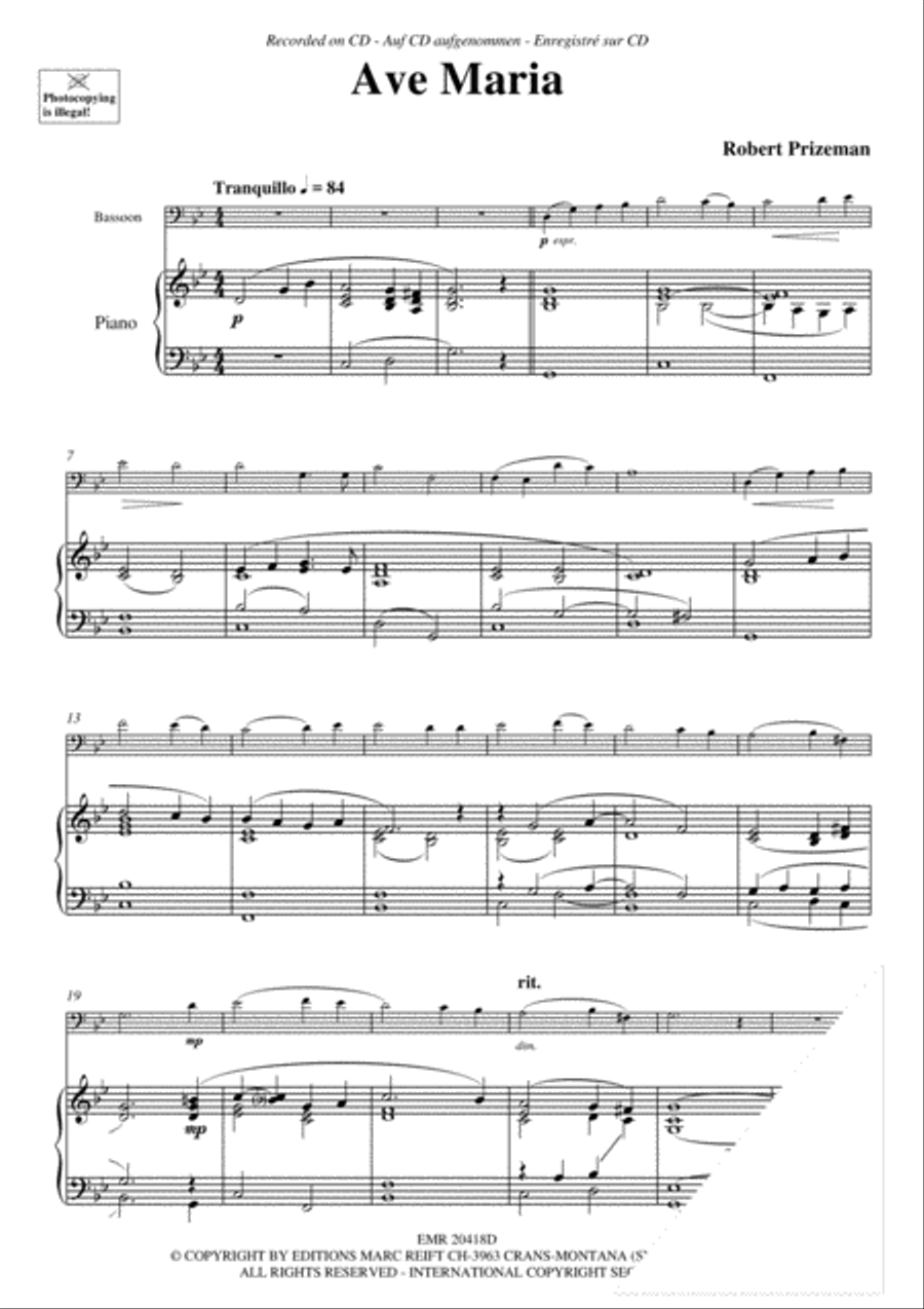 Ave Maria Bassoon Solo scores gallery preview page 3