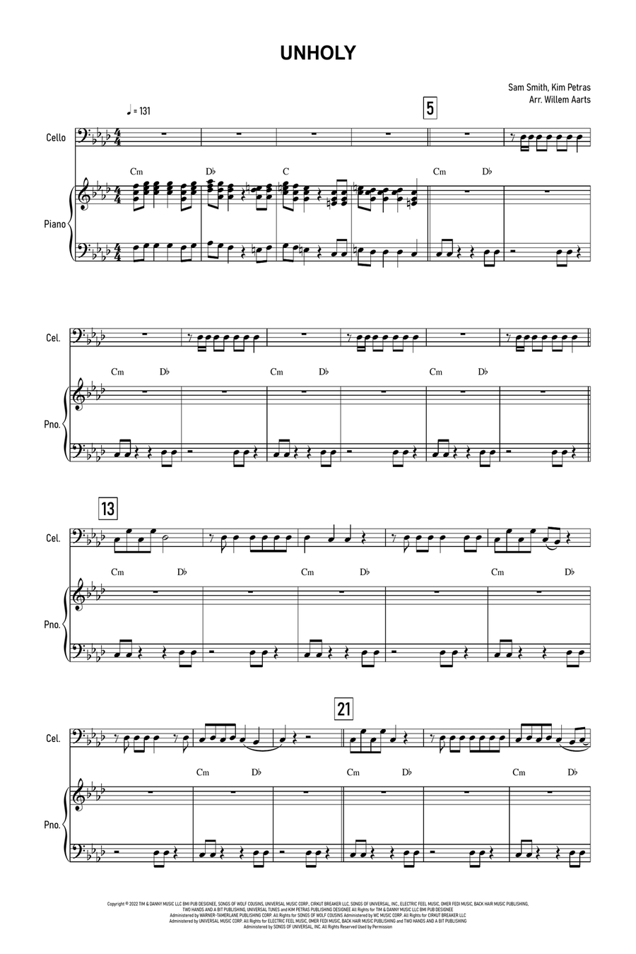 Unholy Piano scores gallery preview page 1