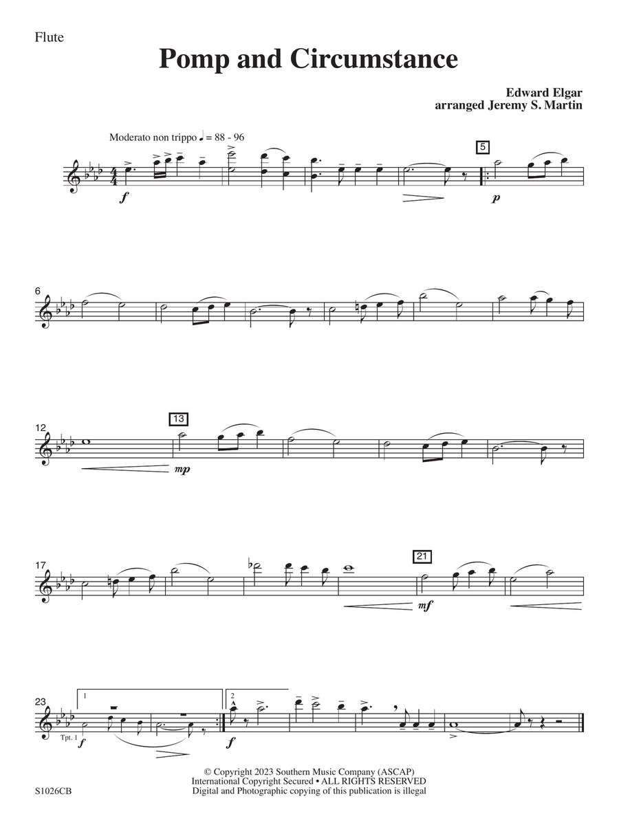 Pomp and Circumstance (Easy) (arr. Jeremy Martin) - Flute Concert Band scores gallery preview page 1