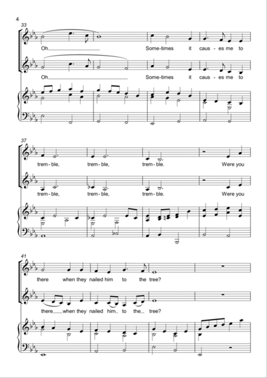 Were you there when they crucified my Lord? - 2 Part Choir - SA - Upper Voices SA scores gallery preview page 4