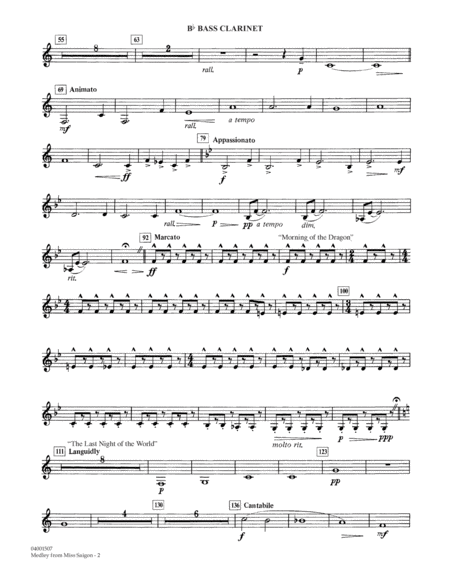 Medley from Miss Saigon (arr. Warren Barker) - Bb Bass Clarinet