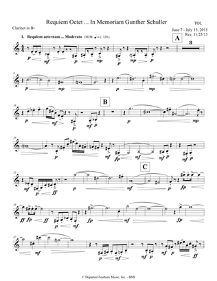 Requiem Octet ... In Memoriam Gunther Schuller (2015) clarinet in Bb part