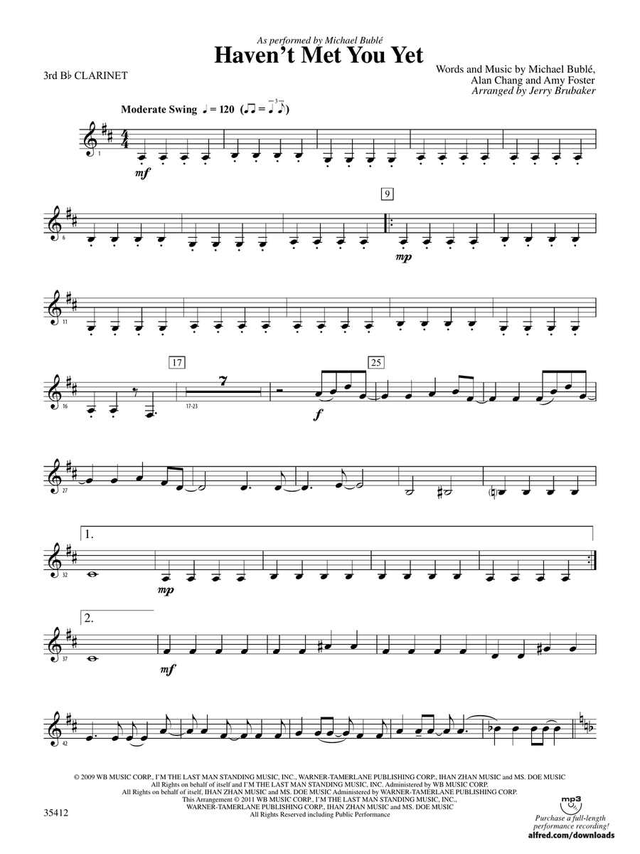 Haven't Met You Yet: 3rd B-flat Clarinet