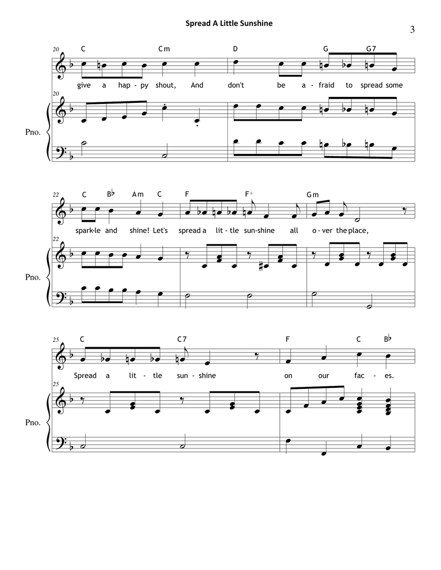 Spread A Little Sunshine Unison Choir scores gallery preview page 3