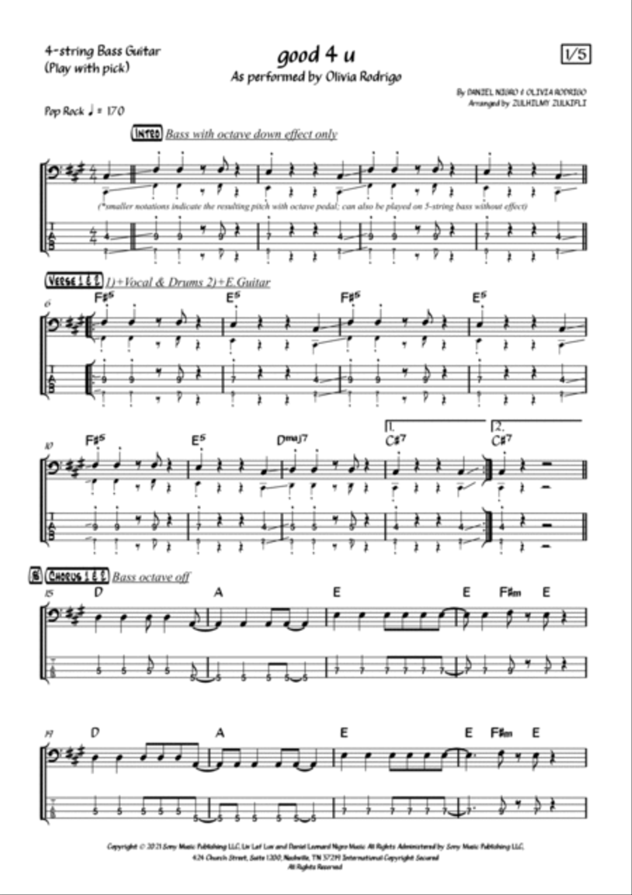 Good 4 U Bass Guitar scores gallery preview page 5