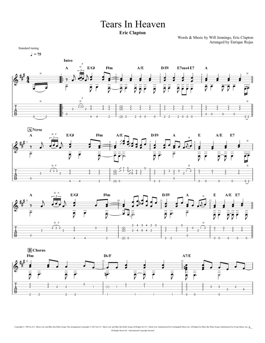 Tears In Heaven Acoustic Guitar scores gallery preview page 1