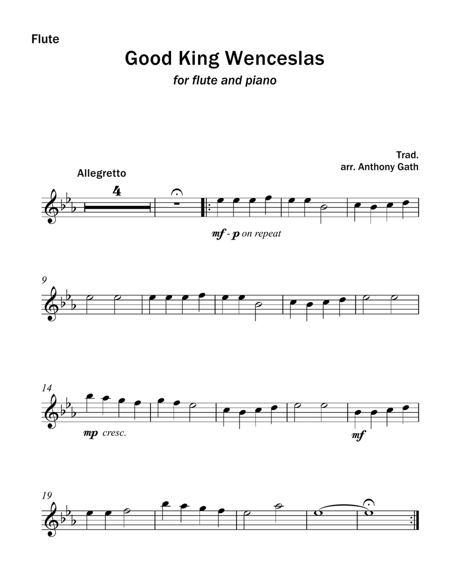 Good King Wenceslas - Flute and Piano Flute Solo scores gallery preview page 1