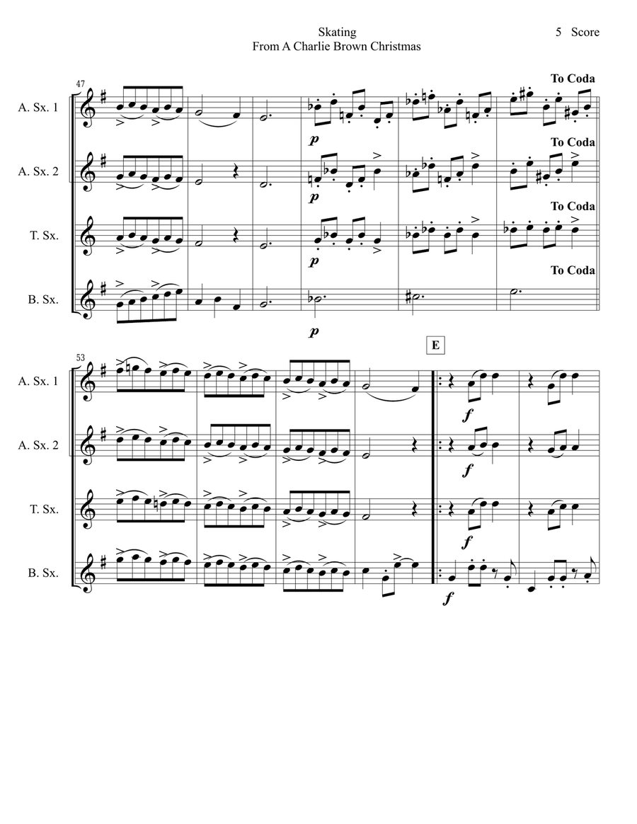 Skating Skating Saxophone Quartet scores gallery preview page 6
