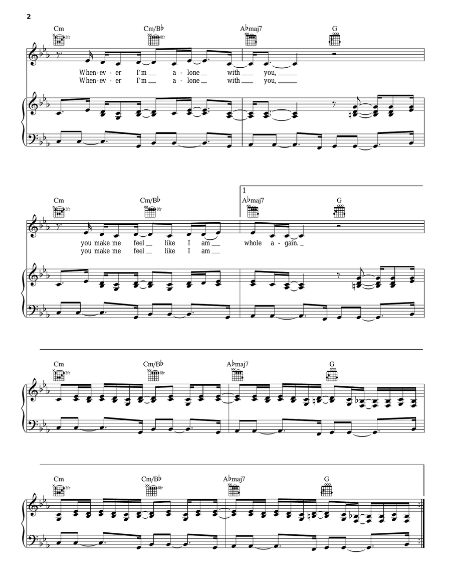 Lovesong Piano, Vocal, Guitar scores gallery preview page 2