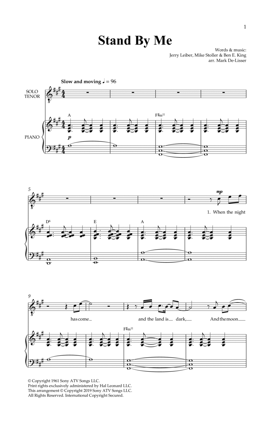 Stand By Me (Royal Wedding Version) (arr. Mark De-Lisser) 4-Part scores gallery preview page 1