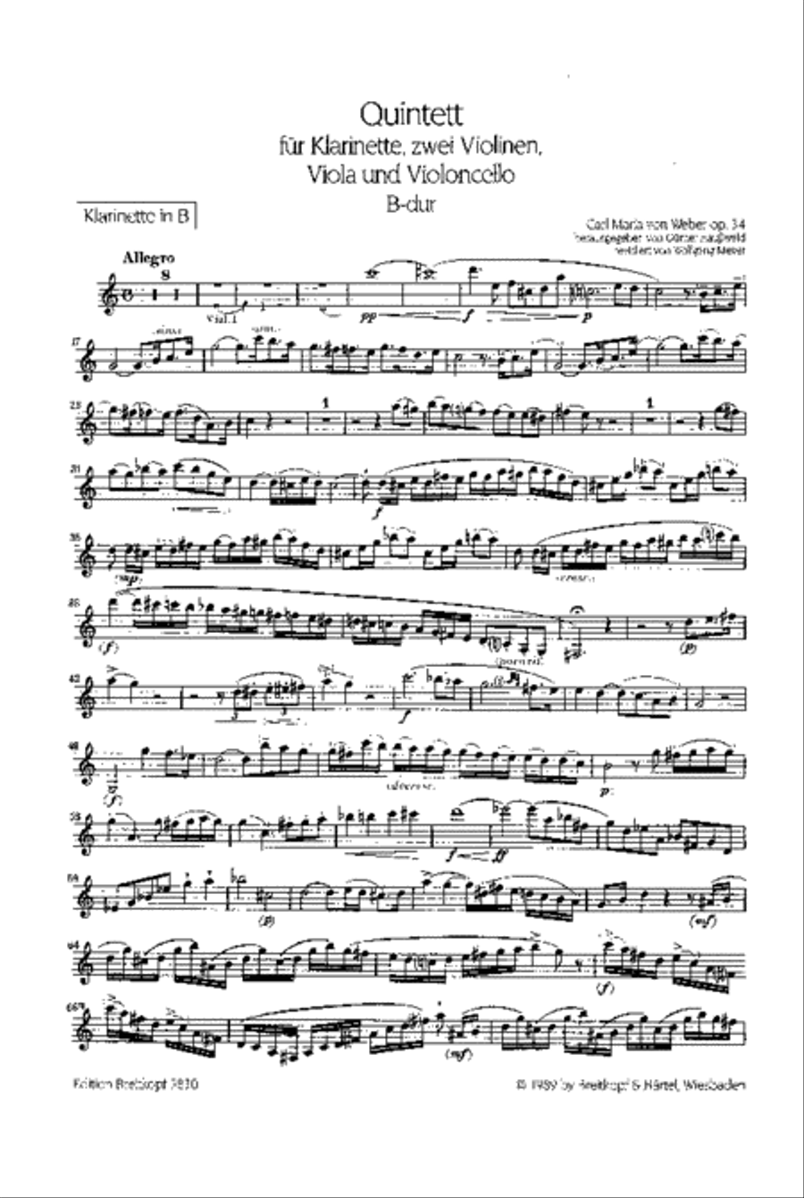 Quintet in B flat major Op. 34 Set of Parts scores gallery preview page 2