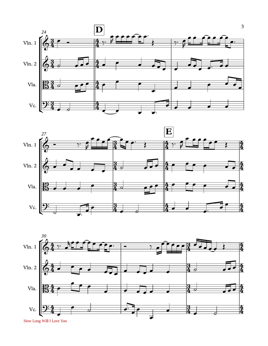 How Long Will I Love You Small Ensemble scores gallery preview page 3