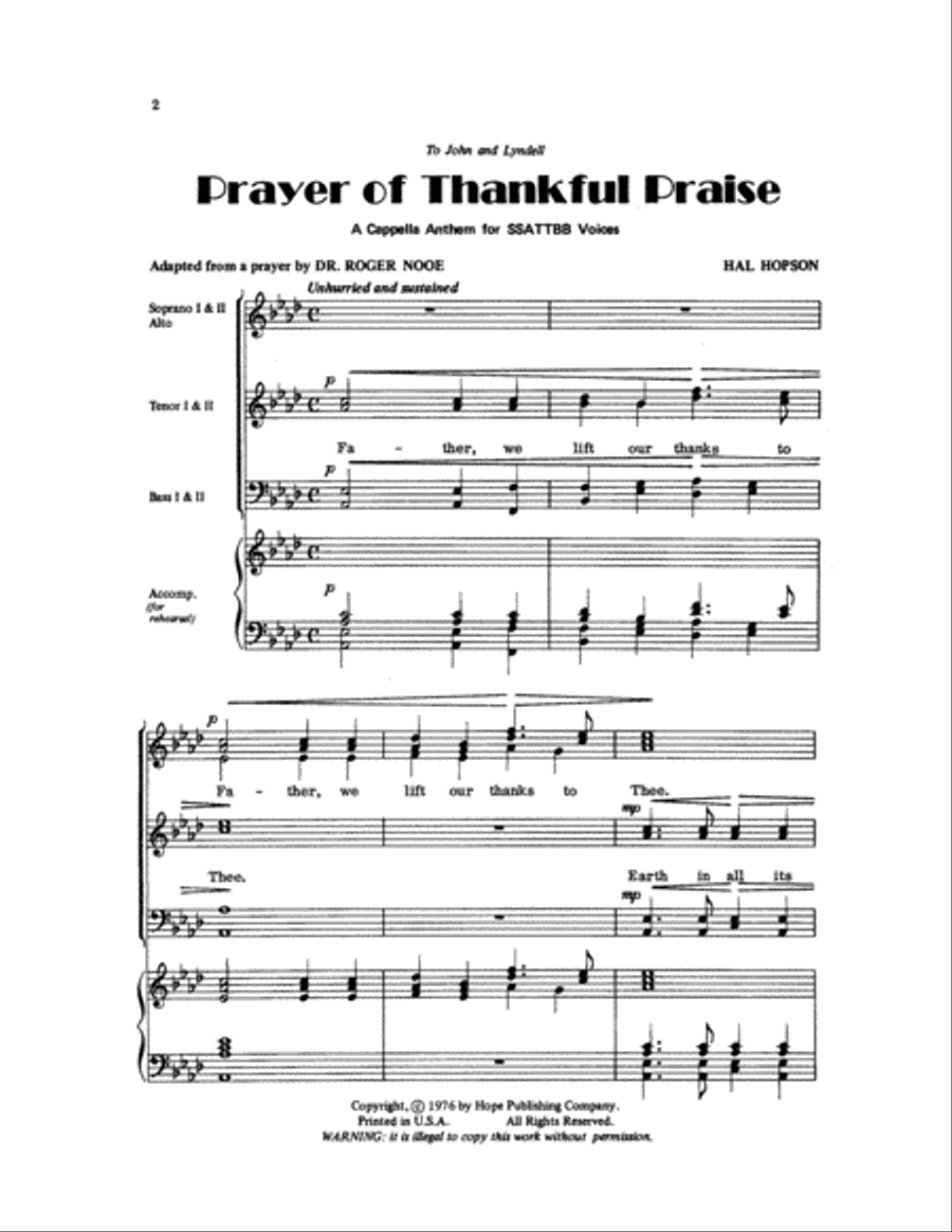Prayer of Thankful Praise