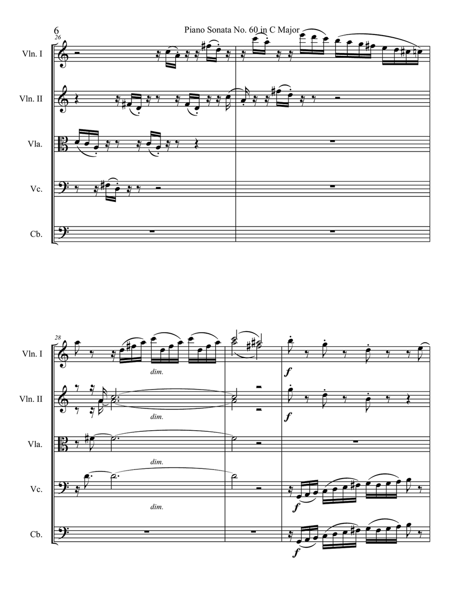 Piano Sonata in C major, Hob.XVI:50, Movement 1 String Orchestra scores gallery preview page 6