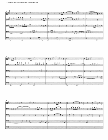 Prelude 07 from Well-Tempered Clavier, Book 2 (Trombone Quintet) image number null