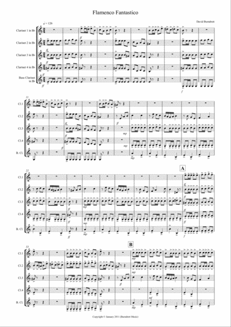 Flamenco Fantastico for Clarinet Quintet Clarinet Quintet scores gallery preview page 1