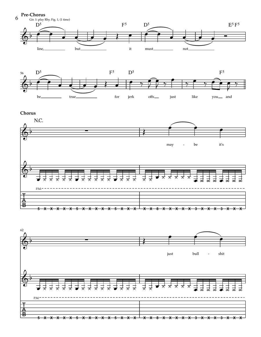 Jerk Off Guitar Tablature scores gallery preview page 6