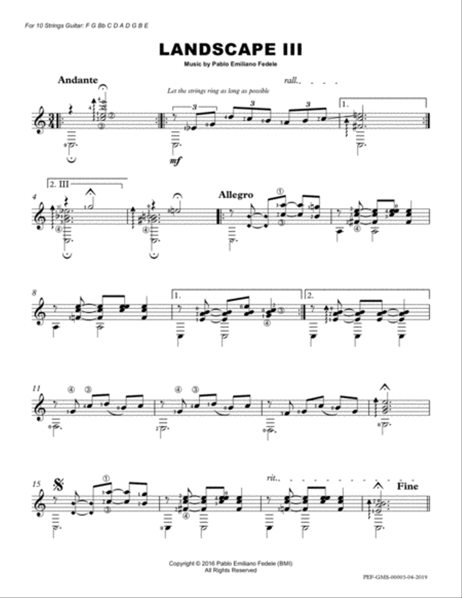 Landscape III - New Edition Classical Guitar scores gallery preview page 2