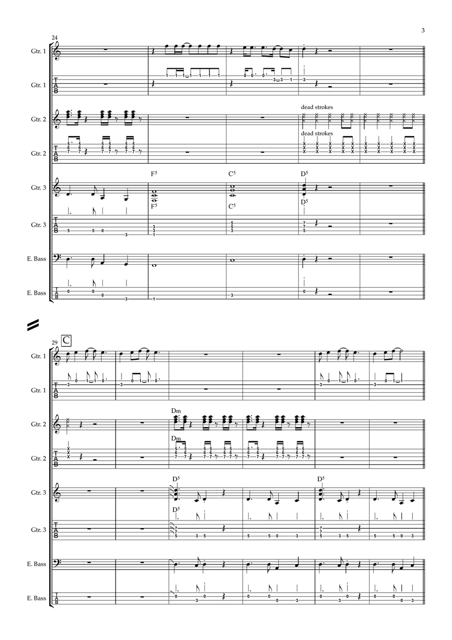 Another Brick In The Wall Guitar Ensemble scores gallery preview page 3