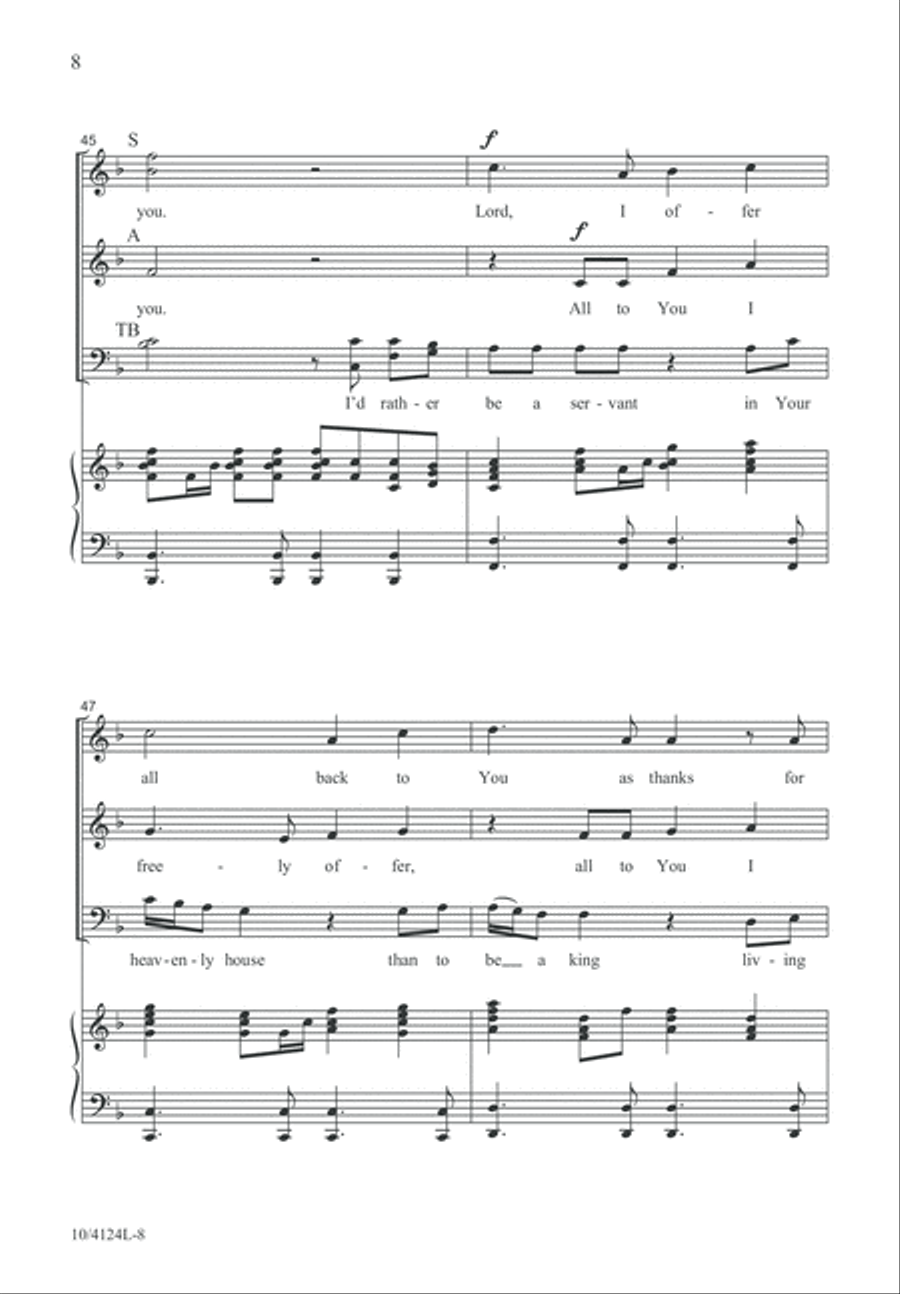 A Servant in Your Heavenly House 4-Part scores gallery preview page 8