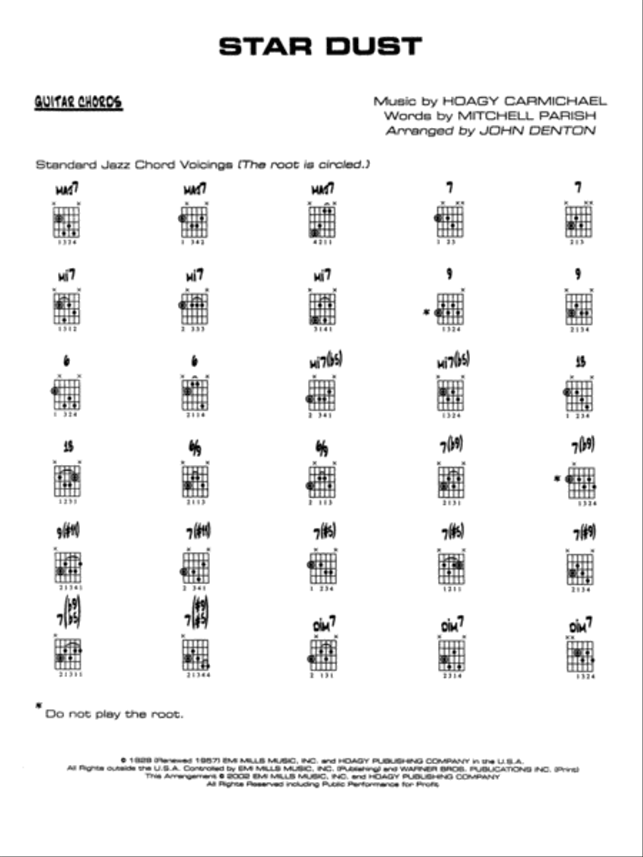 Star Dust: Guitar Chords Jazz Ensemble scores gallery preview page 1