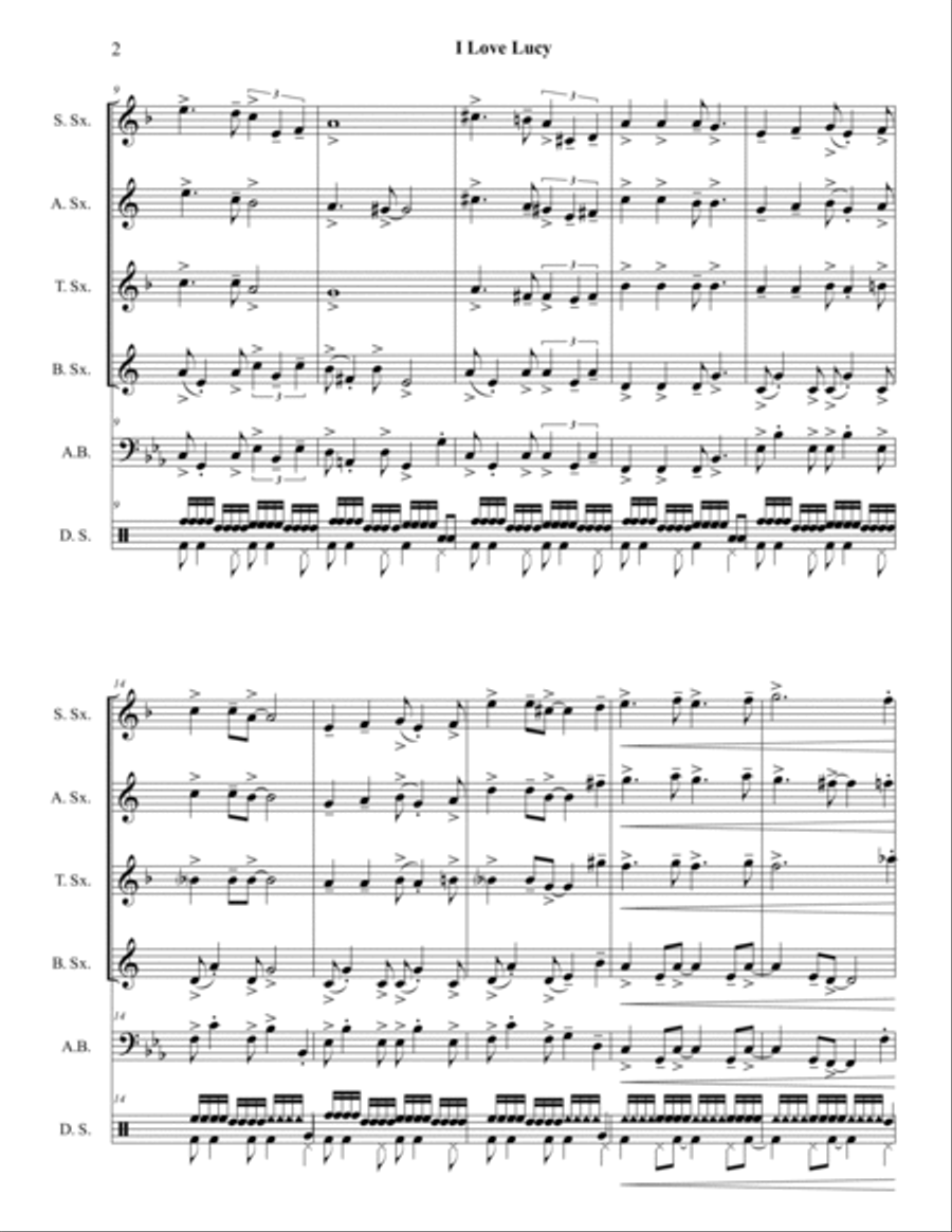 I Love Lucy Woodwind Quartet scores gallery preview page 3