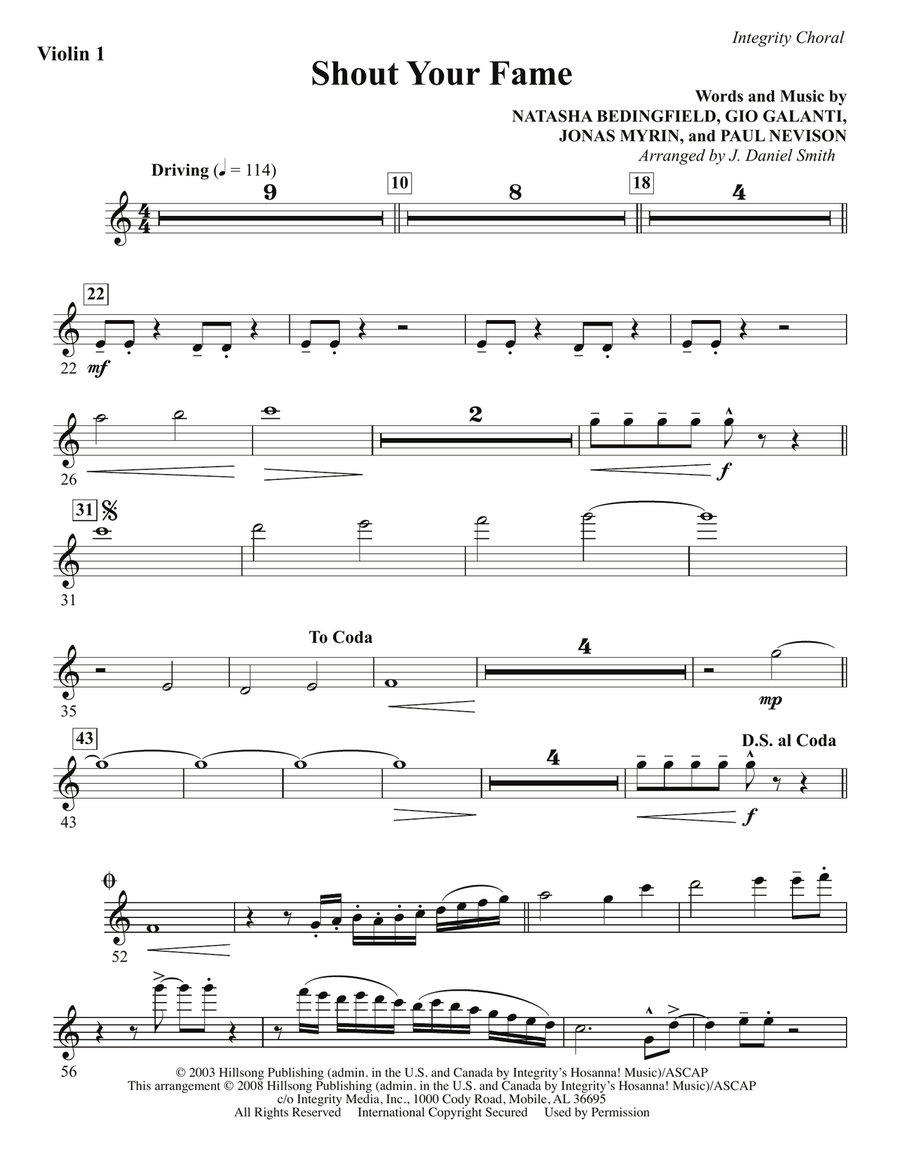 Shout Your Fame - Violin 1