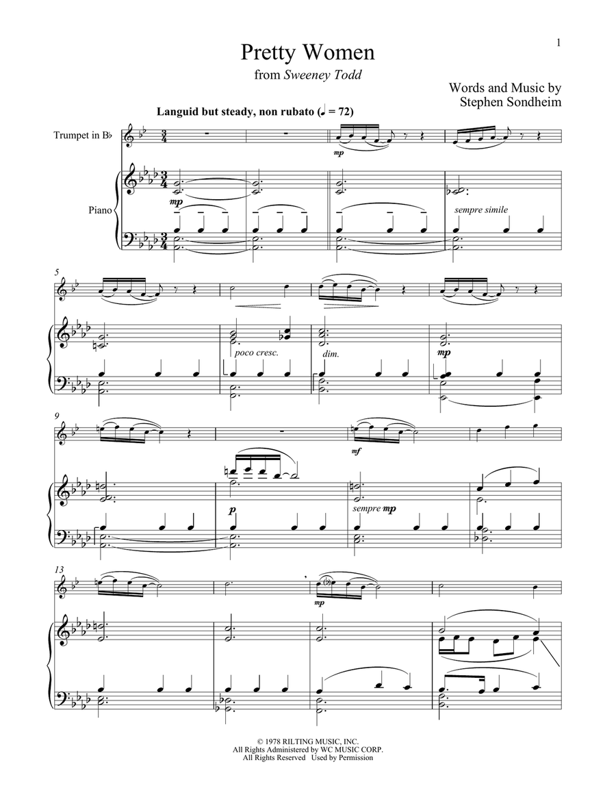 Pretty Women (from Sweeney Todd) Trumpet Solo scores gallery preview page 1