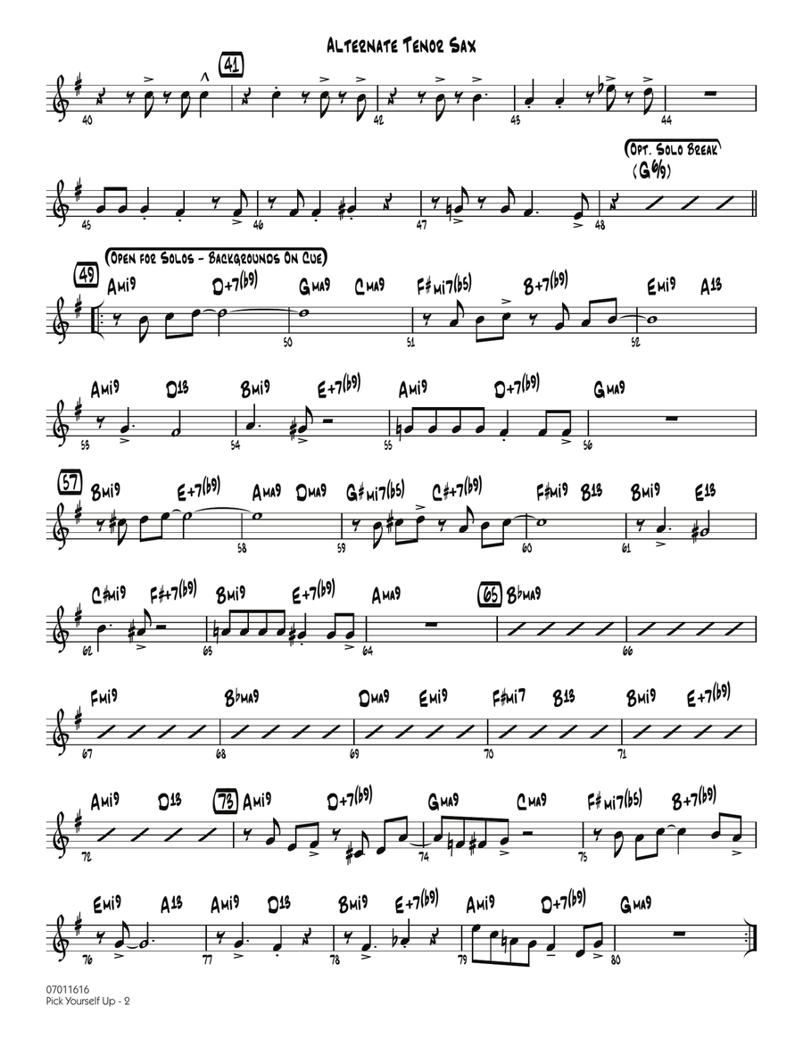 Pick Yourself Up - Alternate Tenor Sax Jazz Ensemble scores gallery preview page 2
