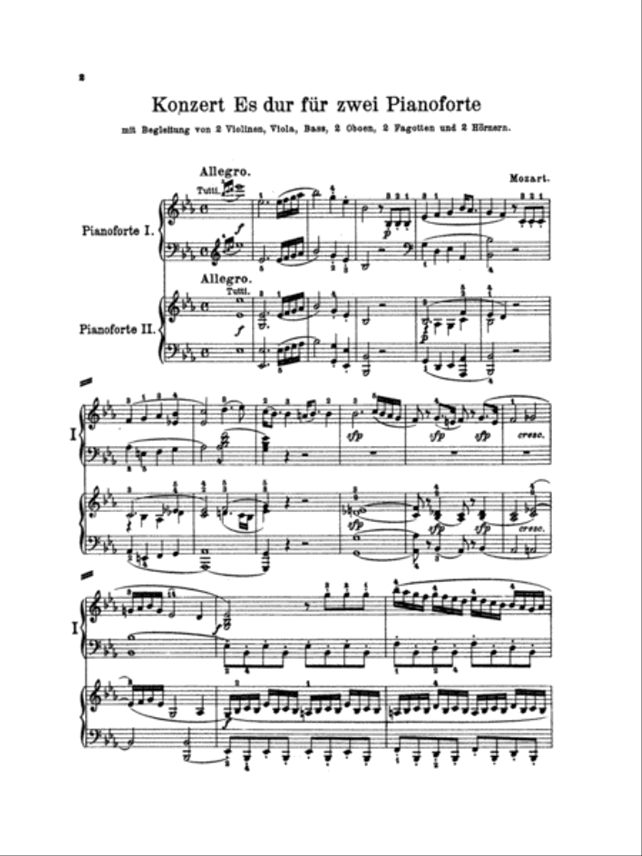 Mozart: Piano Concerto No. 10 in E flat Major for Two Pianos, K. 365