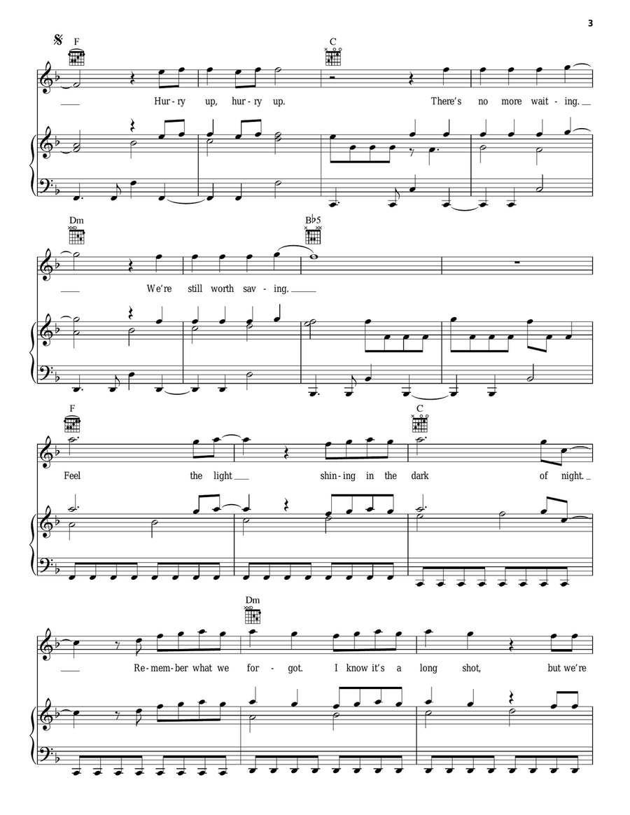 Feel The Light Piano, Vocal, Guitar scores gallery preview page 3