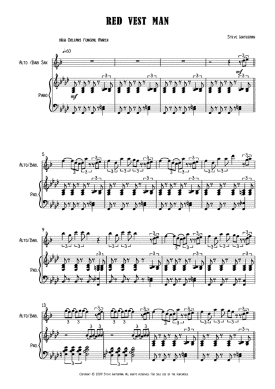 Red Vest Man for Eb Alto/Baritone Sax Woodwind Duet scores gallery preview page 2