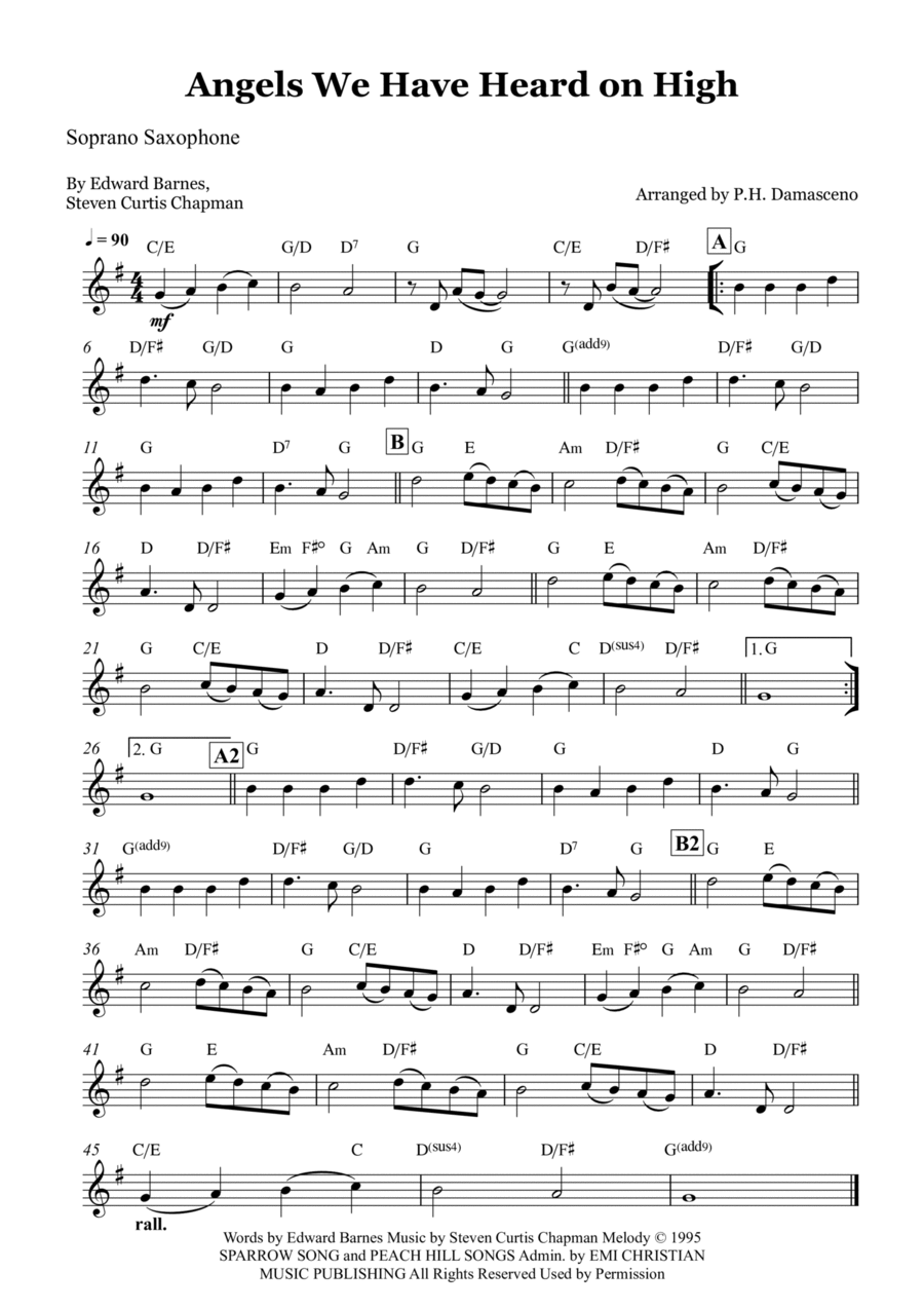 Angels We Have Heard On High Soprano Saxophone scores gallery preview page 1