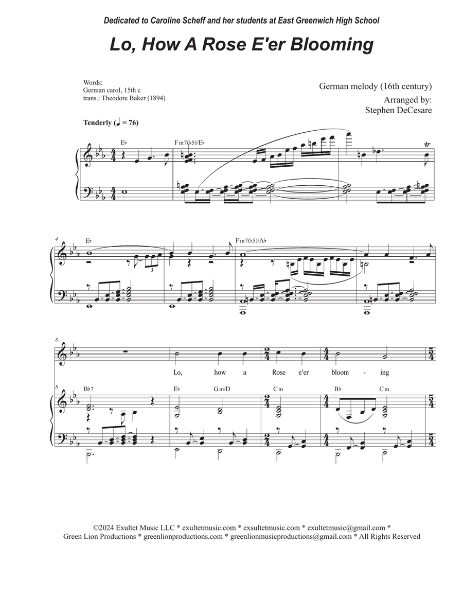 Book cover for Lo, How A Rose E'er Blooming (Unison choir)