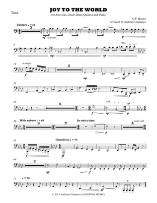 Joy to the World (alto solo, choir, piano, brass quintet) - TUBA PART
