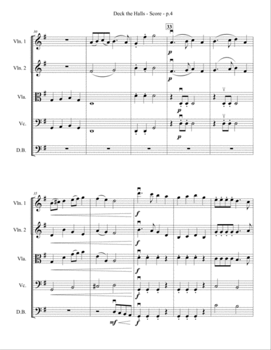 Deck the Halls - String Trio/Quartet/Ensemble String Quartet scores gallery preview page 5