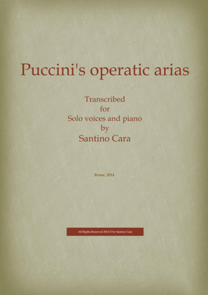 Book cover for 14 Puccini's operatic arias for voices and piano