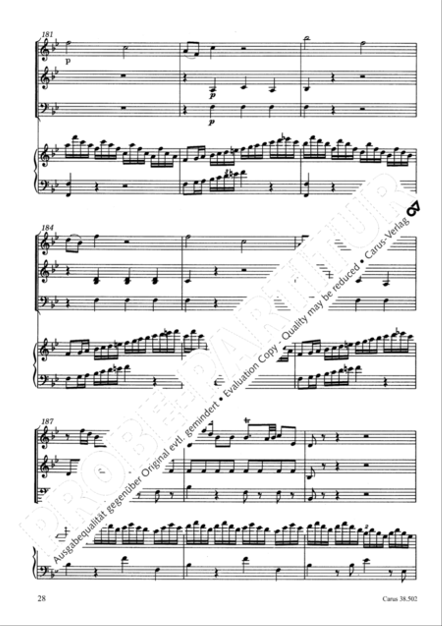 Organ Concerto in B flat major (Orgelkonzert in B) Violin scores gallery preview page 31