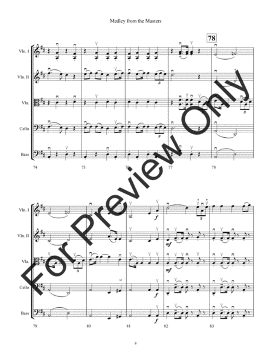 Medley from the Masters (Score) String Orchestra scores gallery preview page 11