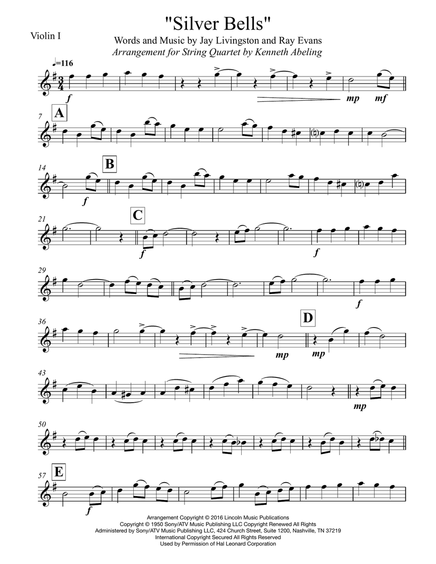 Silver Bells Silver Bells String Quartet scores gallery preview page 6