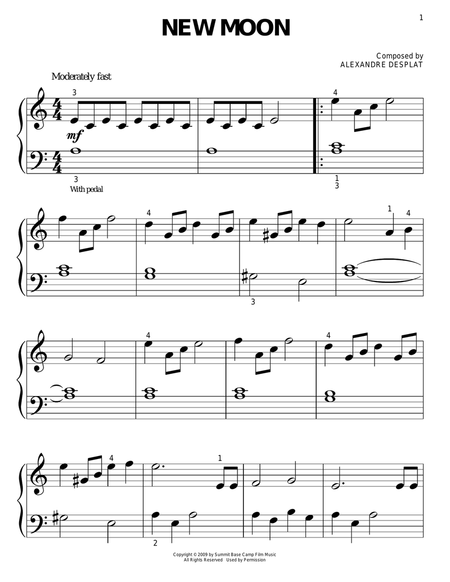 New Moon (from The Twilight Saga: New Moon) Easy Piano scores gallery preview page 1