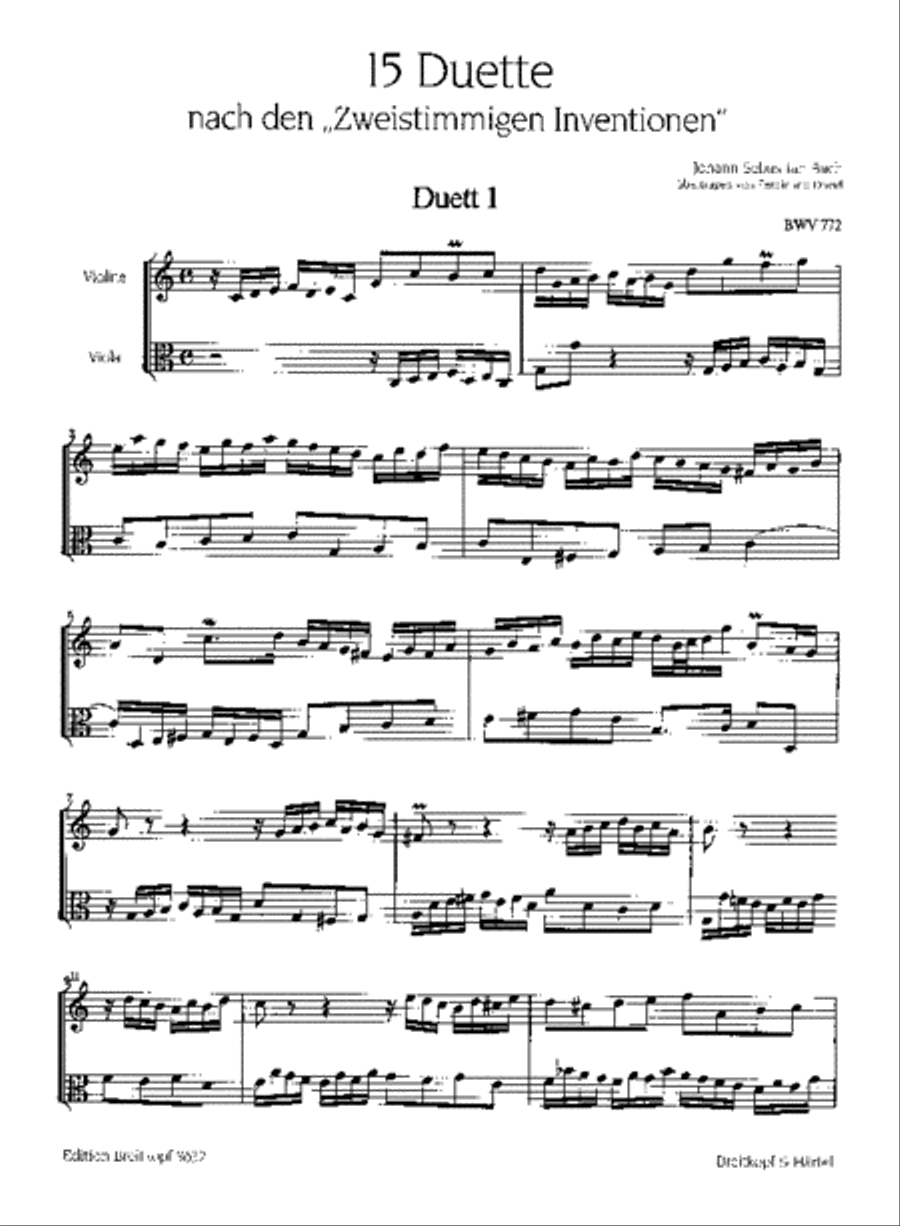 15 Duets based on the „Two-Part Inventions BWV 772–786 Violin scores gallery preview page 2