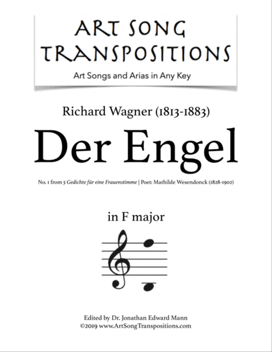 WAGNER: Der Engel (transposed to F major) Voice scores gallery preview page 1