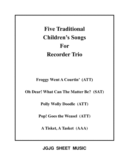 Five Traditional Children's Songs for Recorder Trio - Score Only image number null